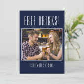 Grappig gratis Drinken Foto Wedding Save the Date (Staand voorkant)