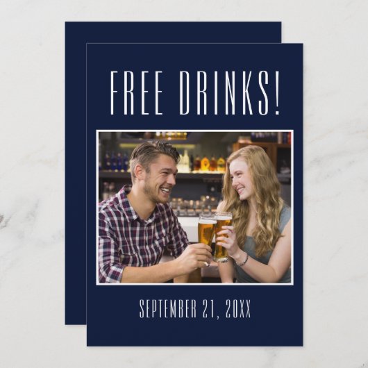 Grappig gratis Drinken Foto Wedding Save the Date (Voorkant / Achterkant)
