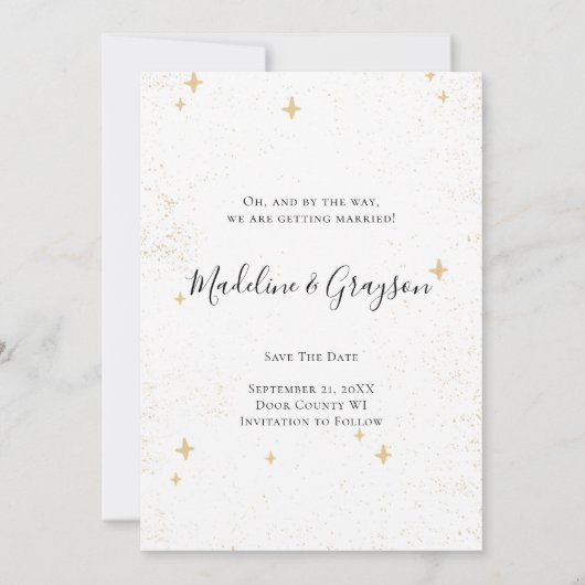 Grappig Gratis Drinken Gouden Sparkle Bruiloft Save The Date (Achterkant)