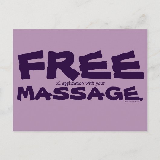 Grappig  gratis olie met massage marketing briefkaart (Voorkant)