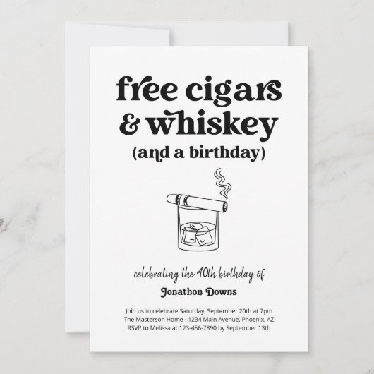 Grappig Gratis Sigaren & Whiskey Mannen Verjaardag Kaart (Voorkant)