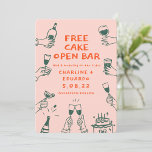 Grappig gratis taart open bar drinken retro eigent save the date<br><div class="desc">Handpainting Funky Retro Hedendaags Save the Date</div>
