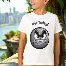 Grappig Grey Angry Emoji Kinder T-shirt