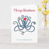 Grappig Grieks / Minoïsche Octopus Kerst Karoling Kaart (Gele Bloem)