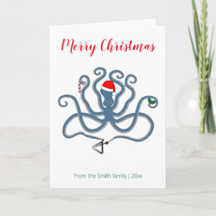 Grappig Grieks / Minoïsche Octopus Kerst Karoling Kaart
