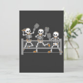 Grappig Griezelig Drie Skeletten Spelend Picklebal Kaart (Staand voorkant)
