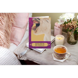 Grappig grijnzend paard met slechte tanden krijgen kaart