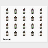 Grappig grijs hond is een heks ronde sticker (Vel)