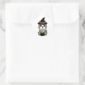 Grappig grijs hond is een heks ronde sticker (Tas)