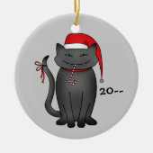 Grappig grijs Kerst kat Keramisch Ornament (Voorkant)
