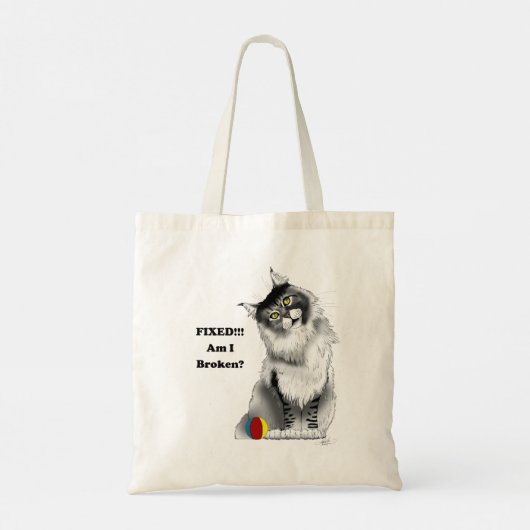 Grappig grijs Maine Coon CatFixed Tote Bag (Achterkant)