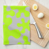 Grappig grijs neongroen slijmpatroon modern theedoek (Quarter Fold)