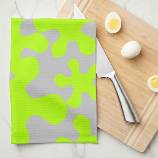 Grappig grijs neongroen slijmpatroon modern theedoek (Quarter Fold)