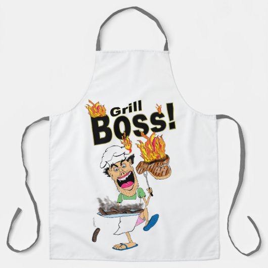 Grappig "Grill Boss" BBQ Schort (Voorkant)