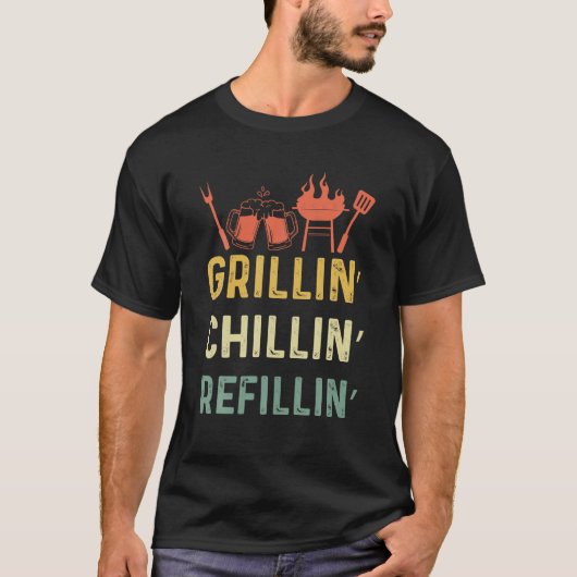 Grappig  Grill Papa Grillen Chilling T-shirt (Voorkant)