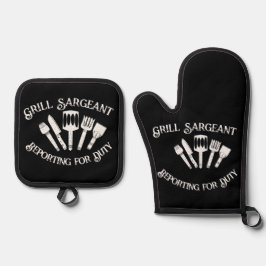 Grappig Grillcadeau voor mannen: Grill Sargeant Ovenwant & Pannenlap Set