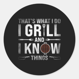 Grappig Grillen BBQ Barbecue Roken Vlees Roker GR Ronde Sticker