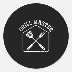 Grappig Grillen BBQ Chef Gift Steak Grill Master B Ronde Sticker