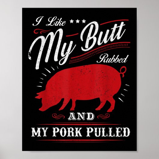 Grappig grillen BBQ Ik hou van mijn kont gewreven Poster (Voorkant)