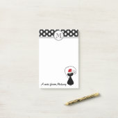 Grappig grillig Santa cat polka dots monogram Post-it® Notes (Op bureau)