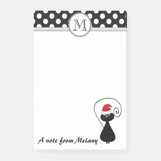 Grappig grillig Santa cat polka dots monogram Post-it® Notes (Voorkant)