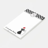 Grappig grillig Santa cat polka dots monogram Post-it® Notes (Schuin)