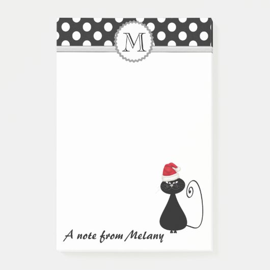 Grappig grillig Santa cat polka dots monogram Post-it® Notes (Voorkant)