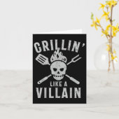 Grappig Grillin als een schurk Barbecue Grilling C Kaart (Gele Bloem)