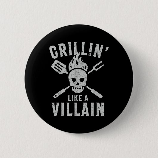 Grappig Grillin als een schurk Barbecue Grilling C Ronde Button 5,7 Cm (Voorkant)