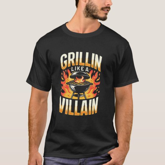 Grappig Grillin Als een Schurk BBQ Pun Design voor T-shirt (Voorkant)