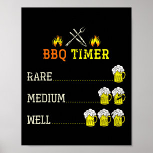 Grappig Grilling BBQ Chef Beer Drink gerookte bief Poster