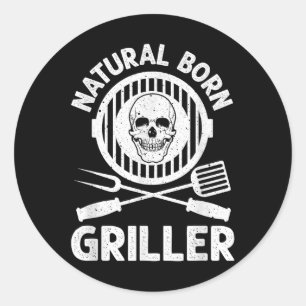 Grappig Grillontwerp voor Mannen Vrouwen BBQ Grill Ronde Sticker