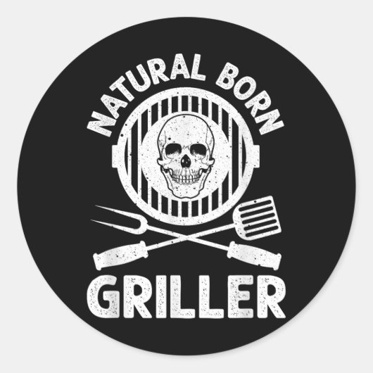 Grappig Grillontwerp voor Mannen Vrouwen BBQ Grill Ronde Sticker (Voorkant)