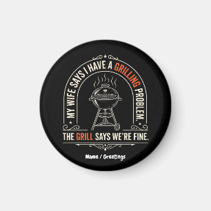 Grappig Grillprobleem BBQ Humor Grill Meester Cade Magneet