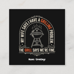 Grappig Grillprobleem BBQ Humor Grill Meester Cade Vierkante Visitekaartje