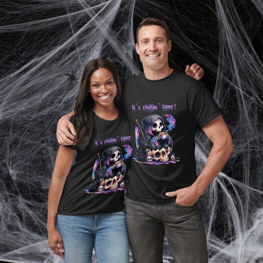 Grappig Grim Reaper Schedel Skelet Het is Chillin  T-shirt