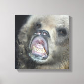 Grappig grizzly Beren welp likken het glasraam Canvas Afdruk (Voorkant)