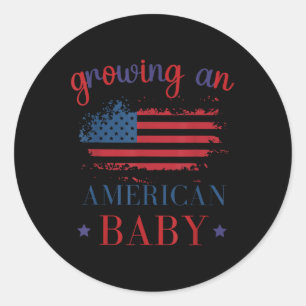 Grappig groeiende Amerikaanse baby zwangerschap 4 Ronde Sticker