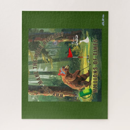 Grappig groen beer golf legpuzzel (Verticaal)