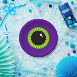 Grappig groen en Paarse Monster Eyeball Papieren Bordje
