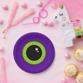 Grappig groen en Paarse Monster Eyeball Papieren Bordje (Feest)