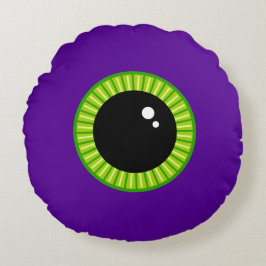 Grappig groen en Paarse Monster Eyeball Rond Kussen