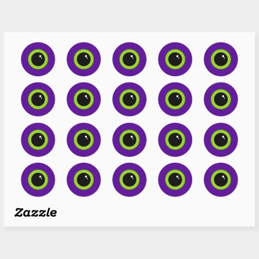Grappig groen en Paarse Monster Eyeball Ronde Sticker (Vel)
