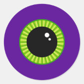 Grappig groen en Paarse Monster Eyeball Ronde Sticker (Voorkant)