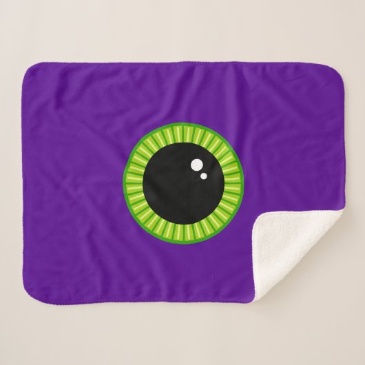 Grappig groen en Paarse Monster Eyeball Sherpa Deken (Voorkant (horizontaal))