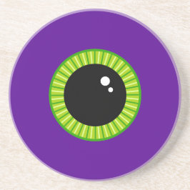 Grappig groen en Paarse Monster Eyeball Zandsteen Onderzetter
