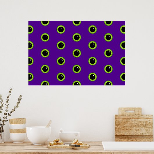 Grappig groen en Paarse Monster Eyes Poster (Keuken)