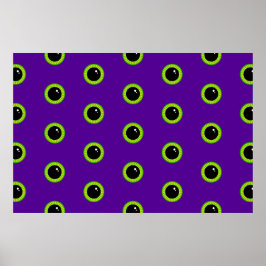 Grappig groen en Paarse Monster Eyes Poster
