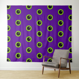 Grappig groen en Paarse Monster Eyes Wandkleed