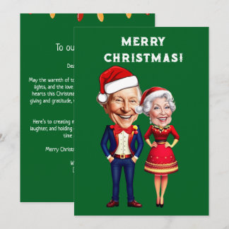 Grappig groen en rood kerstkarikatuur paar